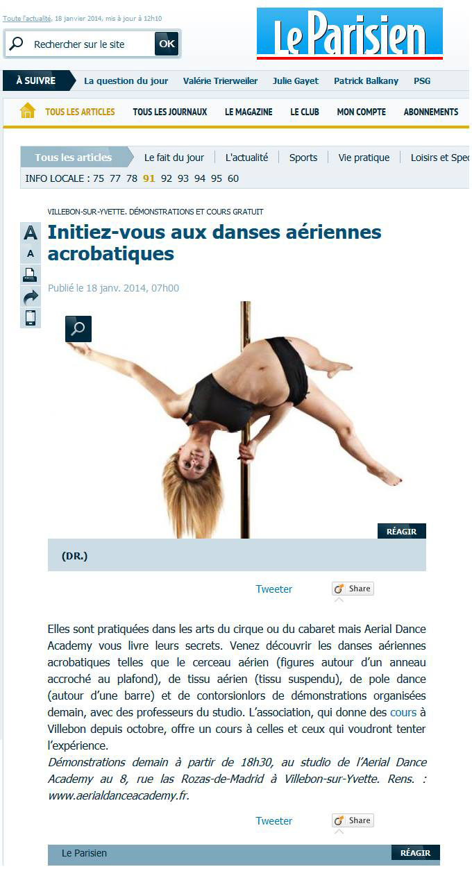 Initiez-vous aux dances aériennes acrobatiques, le Parisien